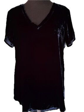 Anthropologie Cloth & Stone Silk Velvet Cindy Top Sapphire Blue Shirt